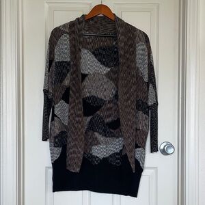 NIC+ZOE Abstract Patchwork Open-Front Cardigan Sweater